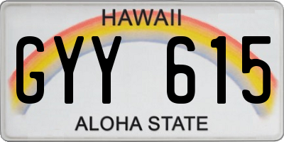 HI license plate GYY615