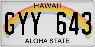 HI license plate GYY643