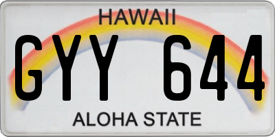 HI license plate GYY644