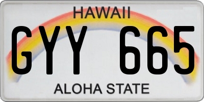 HI license plate GYY665