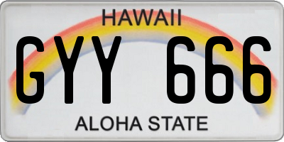 HI license plate GYY666