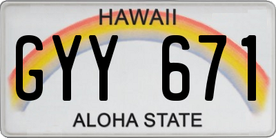 HI license plate GYY671