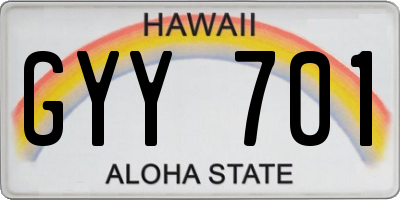 HI license plate GYY701