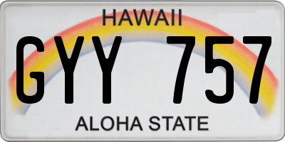 HI license plate GYY757