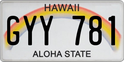 HI license plate GYY781