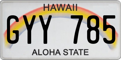 HI license plate GYY785