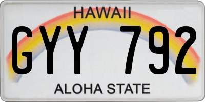 HI license plate GYY792