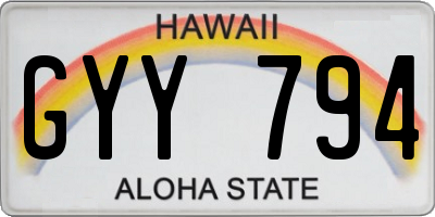 HI license plate GYY794