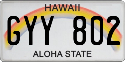 HI license plate GYY802