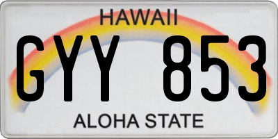 HI license plate GYY853
