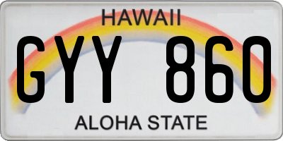 HI license plate GYY860