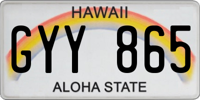 HI license plate GYY865