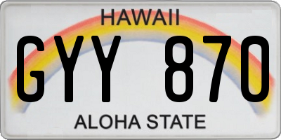HI license plate GYY870
