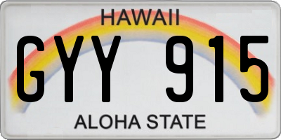 HI license plate GYY915