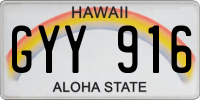 HI license plate GYY916