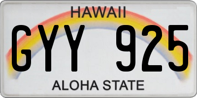 HI license plate GYY925