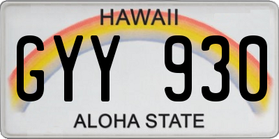 HI license plate GYY930