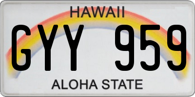 HI license plate GYY959