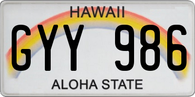 HI license plate GYY986