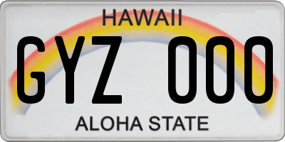 HI license plate GYZ000