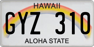 HI license plate GYZ310