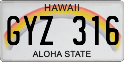 HI license plate GYZ316