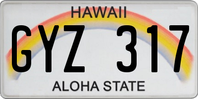 HI license plate GYZ317