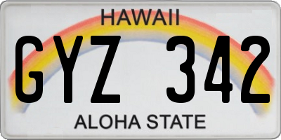 HI license plate GYZ342