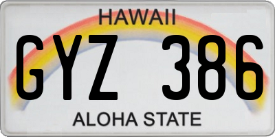 HI license plate GYZ386