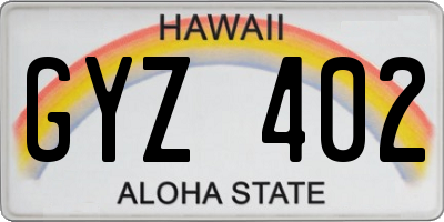 HI license plate GYZ402