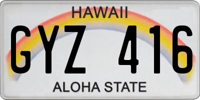 HI license plate GYZ416