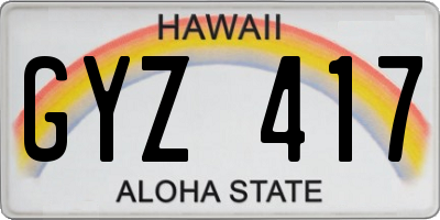 HI license plate GYZ417