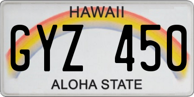 HI license plate GYZ450