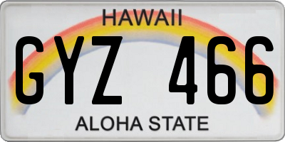 HI license plate GYZ466