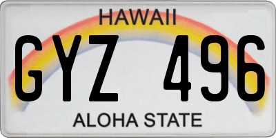 HI license plate GYZ496