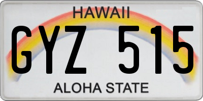 HI license plate GYZ515