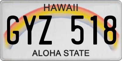 HI license plate GYZ518
