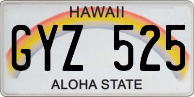 HI license plate GYZ525