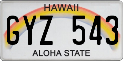 HI license plate GYZ543