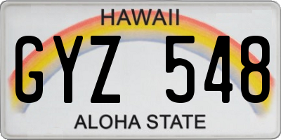 HI license plate GYZ548