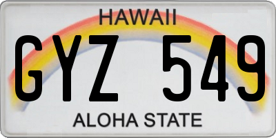 HI license plate GYZ549