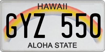 HI license plate GYZ550