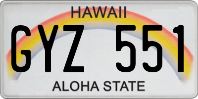 HI license plate GYZ551