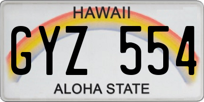 HI license plate GYZ554