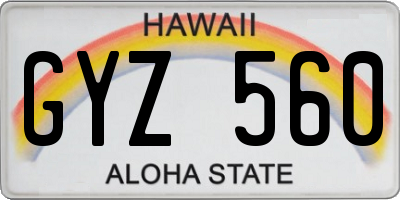 HI license plate GYZ560