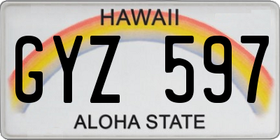 HI license plate GYZ597