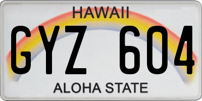 HI license plate GYZ604