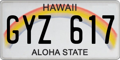 HI license plate GYZ617