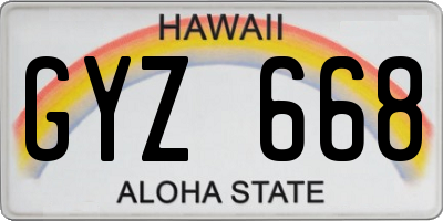 HI license plate GYZ668