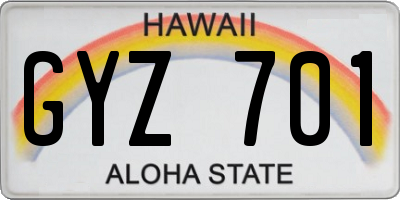 HI license plate GYZ701